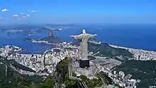 The bay area near Rio de Janeiro, Brazil – ocean, beaches and steep mountains with jungle.