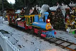 Miniature train on display in the park