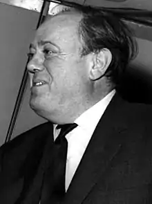 Soames, 45, in a monochrome photograph