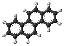 Ball-and-stick model of the chrysene molecule