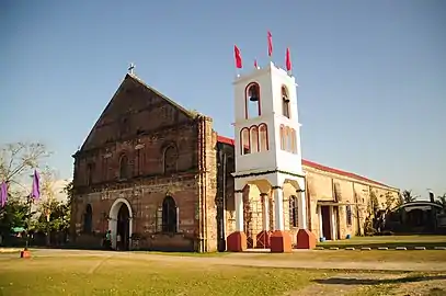 The church with its newly-constructed belfry