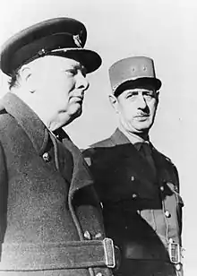 Image 4Prime Minister Churchill and General de Gaulle at Marrakesh, January 1944 (from Diplomatic history of World War II)