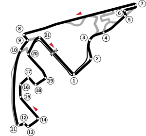 Track layout of the Yas Marina Circuit.