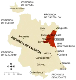 Detailed map of Valencia metropolitan area