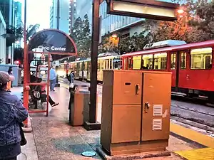 A trolley at Civic Center station