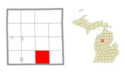 Location within Missaukee County and the state of Michigan