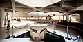 Font by Simon Verity, Paschal candle stand by Ronald Weeks (left), within baptistery, looking towards nave