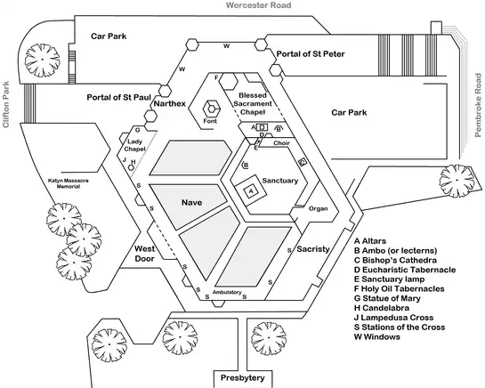 Architectural plan of the Interior of Clifton Cathedral