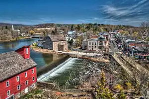 Image 34At 69.6 mi (112.0 km) in length, Raritan River is the longest river entirely within New Jersey, flowing from Raritan Valley near Clinton (above), eastward to Raritan Bay and the Atlantic Ocean. (from New Jersey)