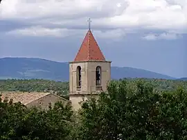 The bell tower of the Church of Pierrerue