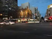 The intersection from King William Street, looking east towards Rundle Mall, 2013.