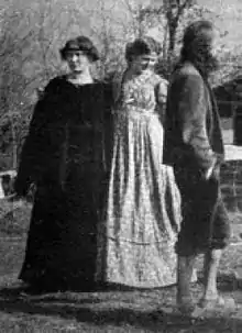 Black and white photo of Ida Hofmann-Oedenkoven, Lotte Hattemer, Henri Oedenkoven; co-founders of Monte Verità