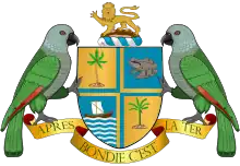 Coat of arms of Dominica (cross fillet counterchanged)