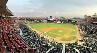 A green baseball field