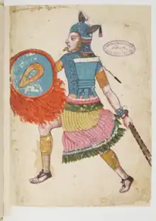 A folio from the Codex Ixtlilxochitl showing an Aztec warrior with a labret