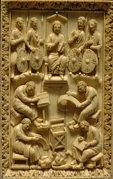 Image 60David dictating the Psalms. The practice of psalms is referred to as a philosophical and theological problem (from Culture of Israel)