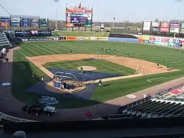 A green baseball field