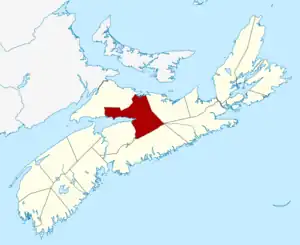 Location of Colchester County, Nova Scotia