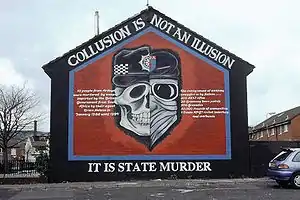 A mural in Belfast on collusion between the security forces and Ulster loyalist paramilitaries