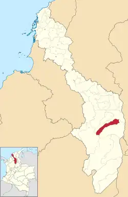 Location of the municipality and town of Arenal del Sur in the Bolívar Department of Colombia