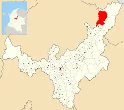 Location of the municipality and town of Chiscas in the Boyacá Department of Colombia