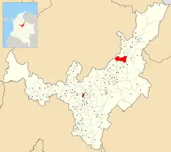 Location of the municipality and town of Sativanorte in the Boyacá Department of Colombia