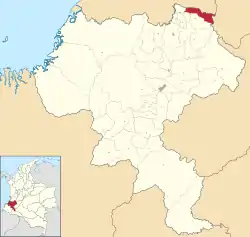 Location of the municipality and town of Miranda, Cauca in the Cauca Department of Colombia.