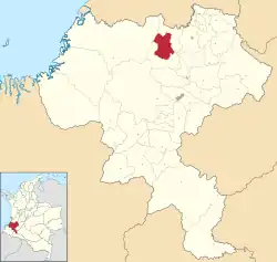 Location of the municipality and town of Suarez, Cauca in the Cauca Department of Colombia.