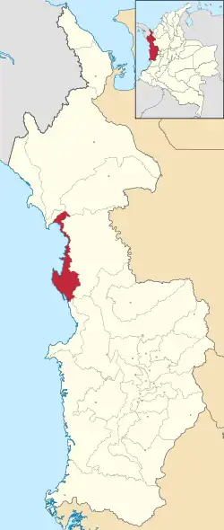 Location of the municipality and town of Bahía Solano in the Choco Department of Colombia.