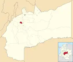 Location of the municipality and town of El Dorado, Meta in the Meta Department of Colombia