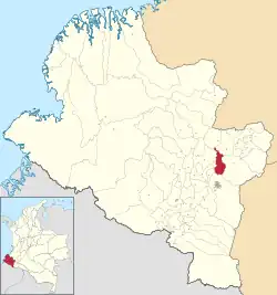 Location of the municipality and town of Chachagüí in the Nariño Department of Colombia.