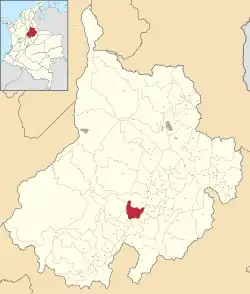 Location of the municipality and town of Chima (town) in the Santander  Department of Colombia.