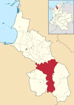 Location of the municipality and town of San Benito Abad in the Sucre Department of Colombia.