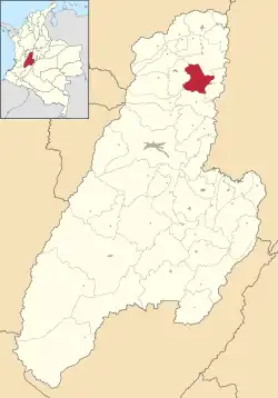 Location of the municipality and town of Lérida, Tolima in the Tolima Department of Colombia.