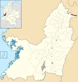 Location of the municipality and town of Ulloa, Colombia in the Valle del Cauca Department of Colombia.