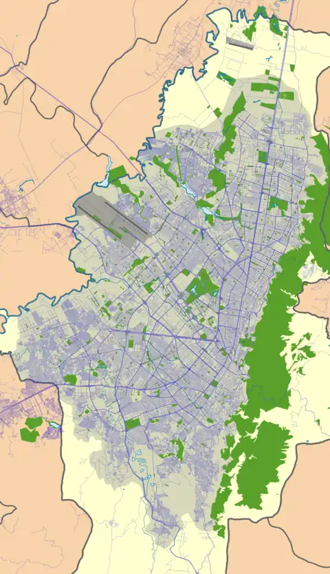 Map showing the location of La Conejera WetlandHumedal La Conejera