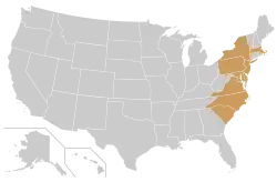 Location of teams in Coastal Athletic Association