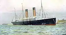 Ships of the White Star Line, such as the RMS Oceanic pictured here, and the Titanic, had buff funnels with black tops.