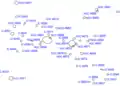 Map with labels of the galaxies in the central part of the Coma Cluster.