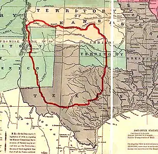 map showing Comanche tribal lands - 1850s