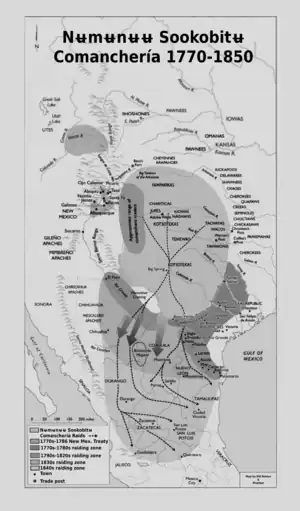 Image 34Comancheria and the New Mexico settlements prior to 1850. (from History of New Mexico)