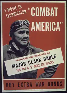 Clark Gable on a red film poster