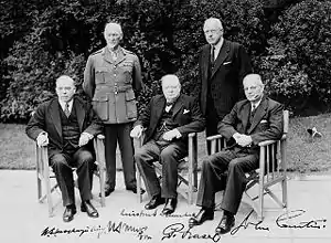 Image 61The prime ministers of five members of the Commonwealth of Nations at the 1944 Commonwealth Prime Ministers' Conference. (from Diplomatic history of World War II)