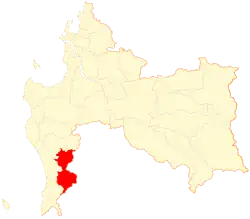 Map of the Contulmo commune in the Biobío Region