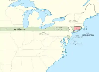 Image 9A map showing Connecticut's land claims. (from History of Connecticut)