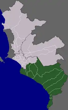 Location of Lima Sur in the Lima province