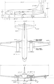 3-view line drawing of the Convair 240