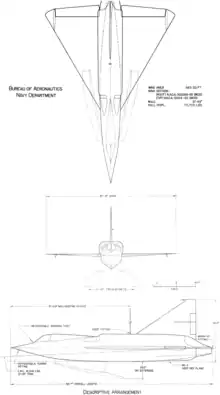 3-view line drawing of the Convair Y2-2