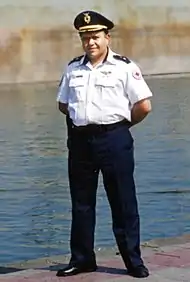 Commander Arturo Montero in a garrison uniform during the work of the XXXIII National Convention of the Red Cross in Veracruz, 1998.