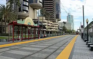 The platforms at Convention Center station, 2011